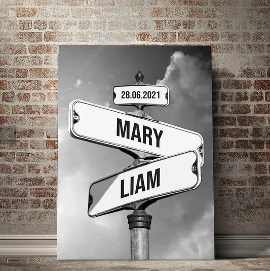 Custom Street Sign Couples Canvas