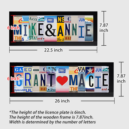 Personalized License Plate Couples Frame