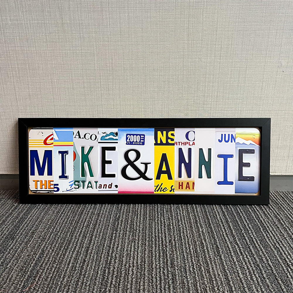 Personalized License Plate Couples Frame