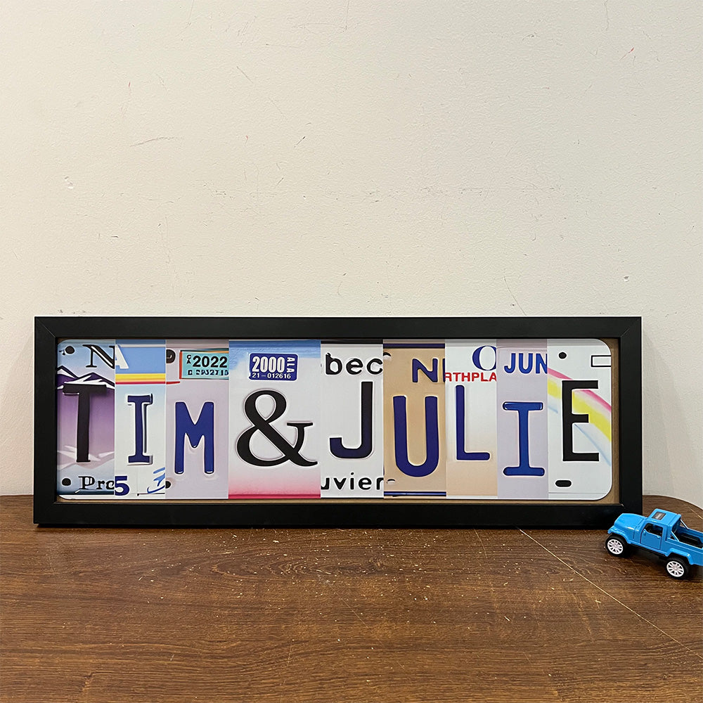 Personalized License Plate Couples Frame