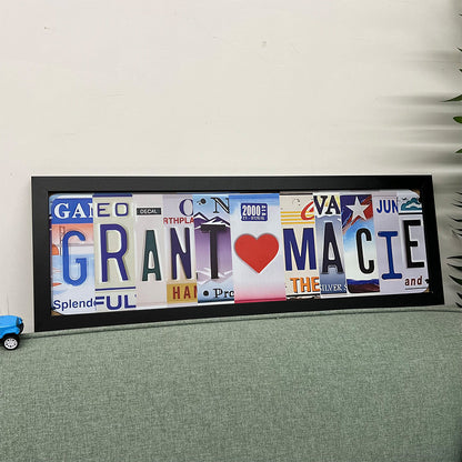 Personalized License Plate Couples Frame