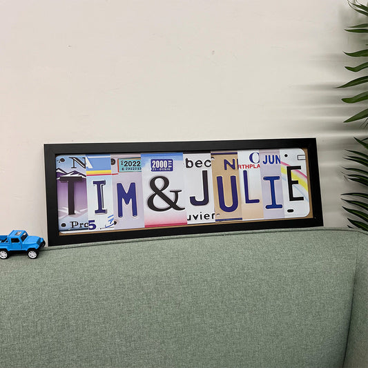 Personalized License Plate Couples Frame