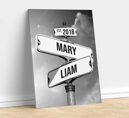 Custom Street Sign Couples Canvas